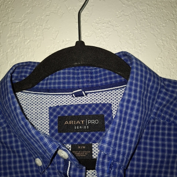 Ariat Pro Series Shirt Mens M Blue Plaid Button Up Rancher Western Rodeo - Picture 6 of 8